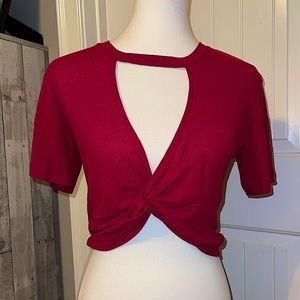 Red twist tie crop top women’s M